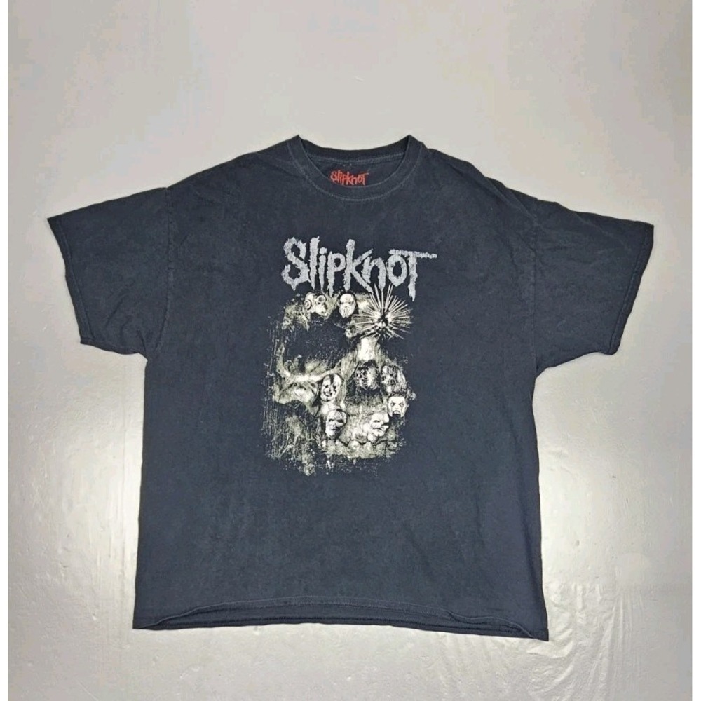 Slipknot T-Shirt Mens XXL Black Skull‎ Group Rock Band Music Tee Double Sided